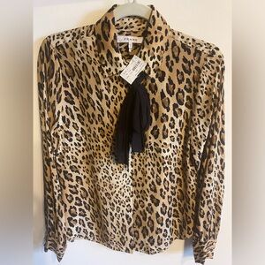 FRAME leopard print button down silk blouse